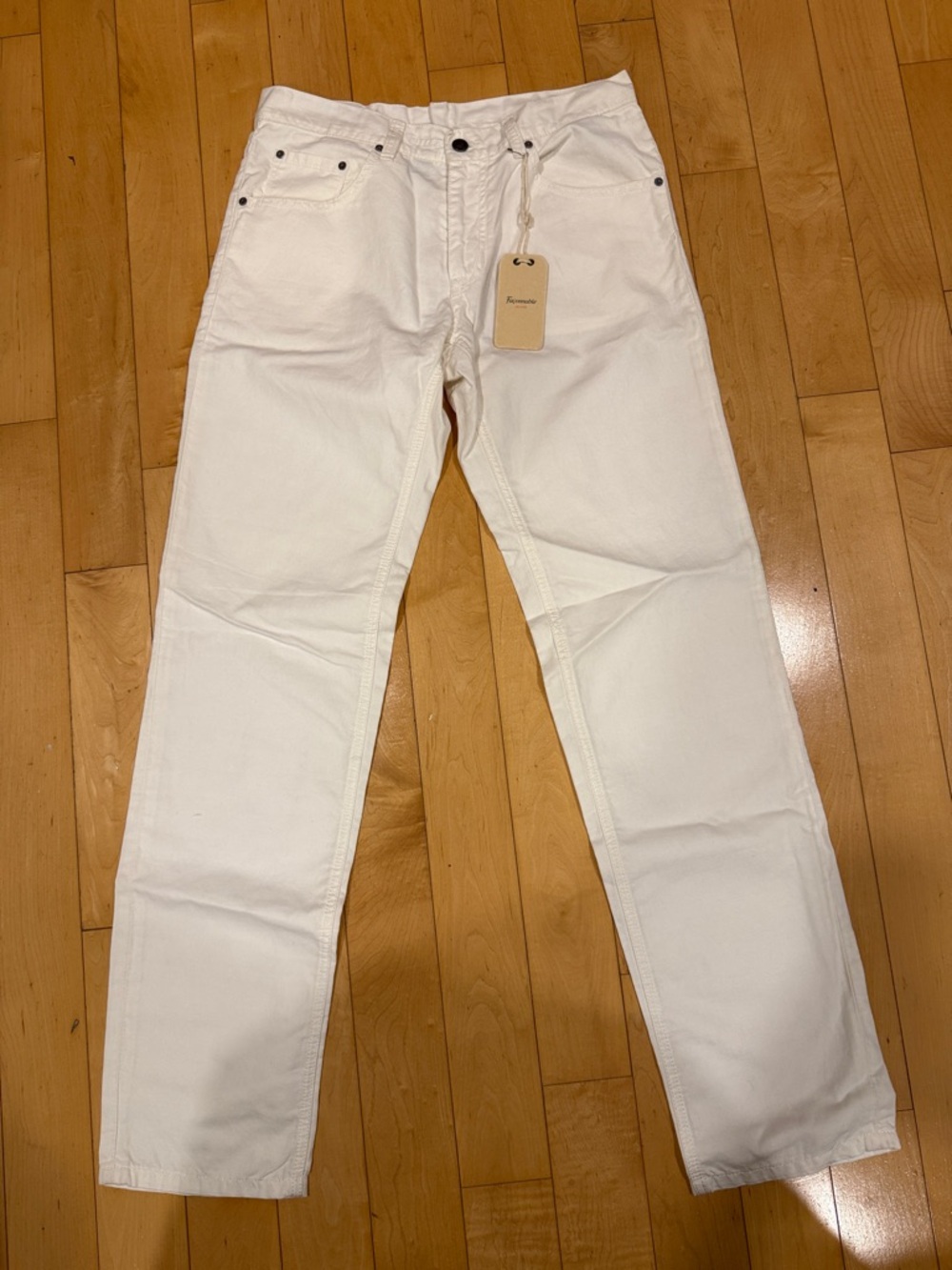 NWT Men's Straight-Leg Linen Blend Jeans in White — Classic Everyday Style